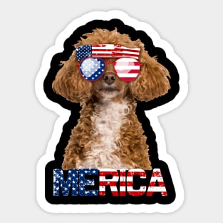 Merica Poodles Dog American Flag 4Th Of July Sticker